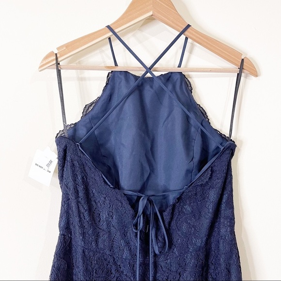 Dessy Collection Navy Midnight Lace Strappy Back Gown Dress NWT Style 2995 - Picture 5 of 7